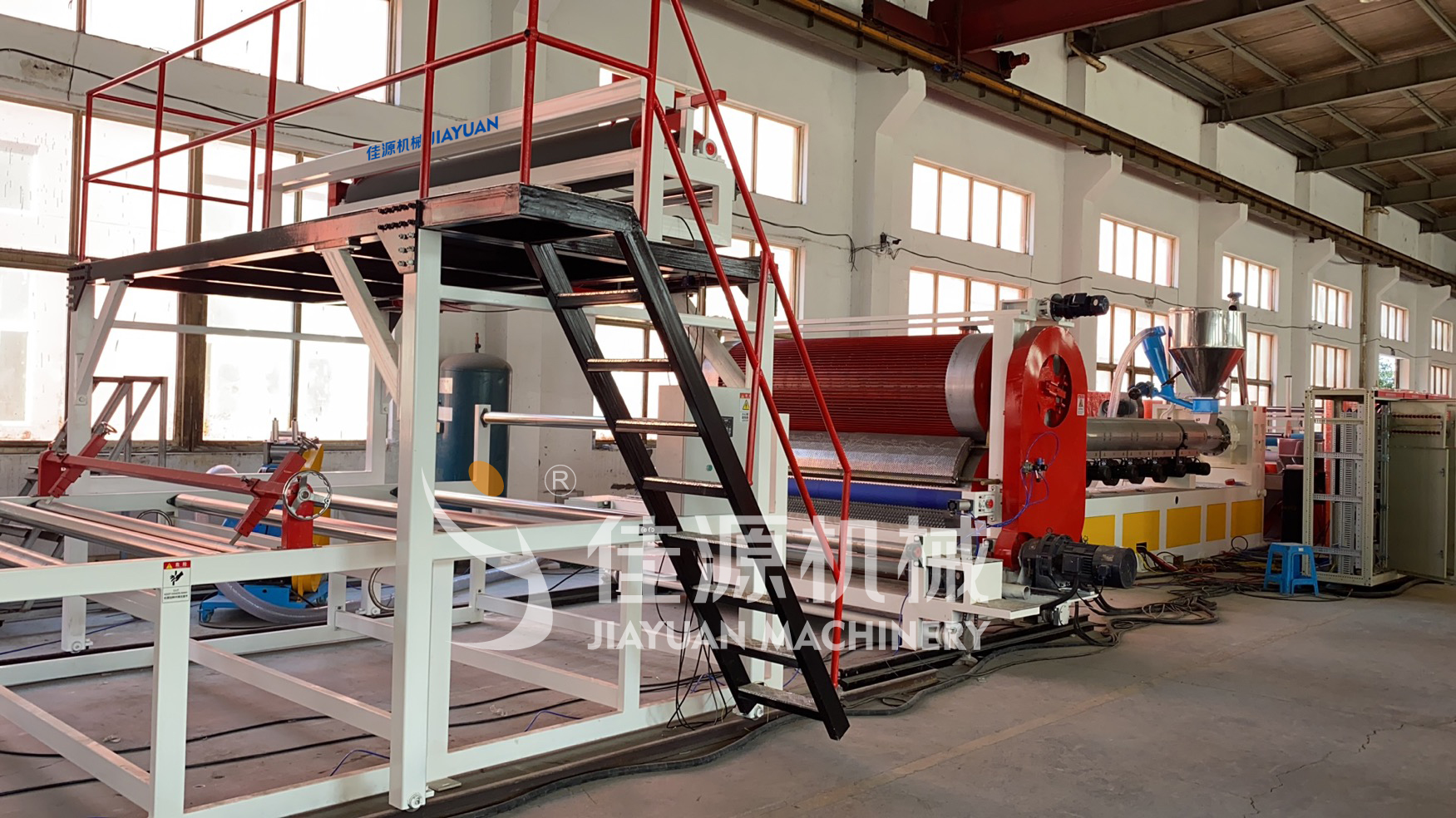 Polymer drainage board production line